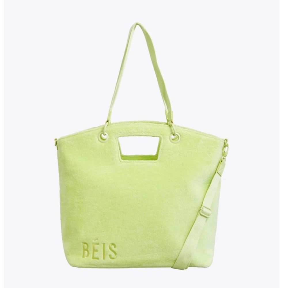 NWT BÉIS / Beis Citron Green Terry Tote Bag - Picture 3 of 13